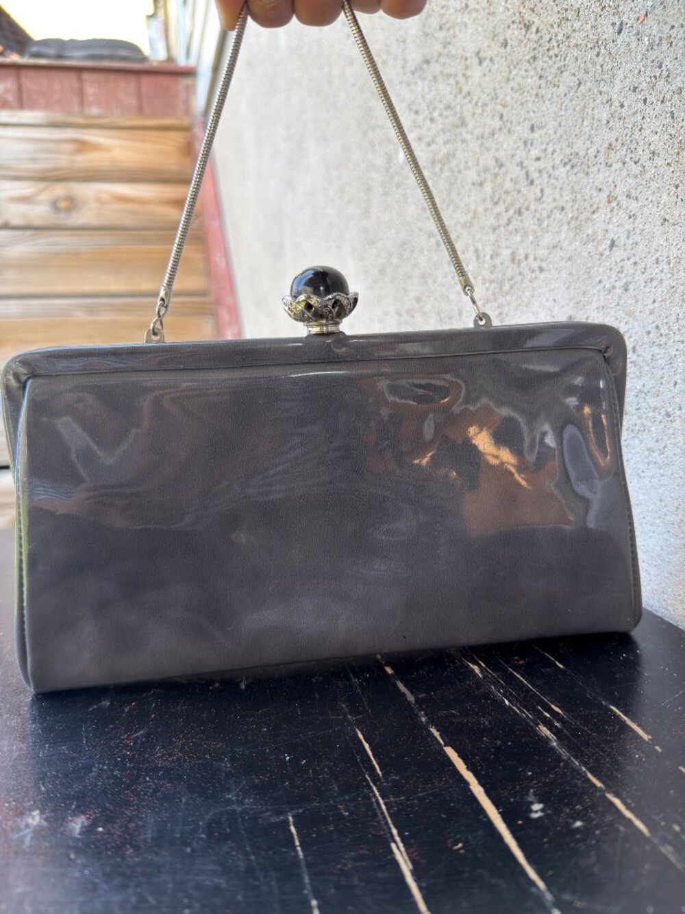 Vintage 60s Ande Gray Cocktail Top Handle Clutch bag